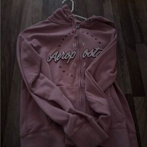 Aeropostale Women's Dusty Pink Zip-Up Hoodie